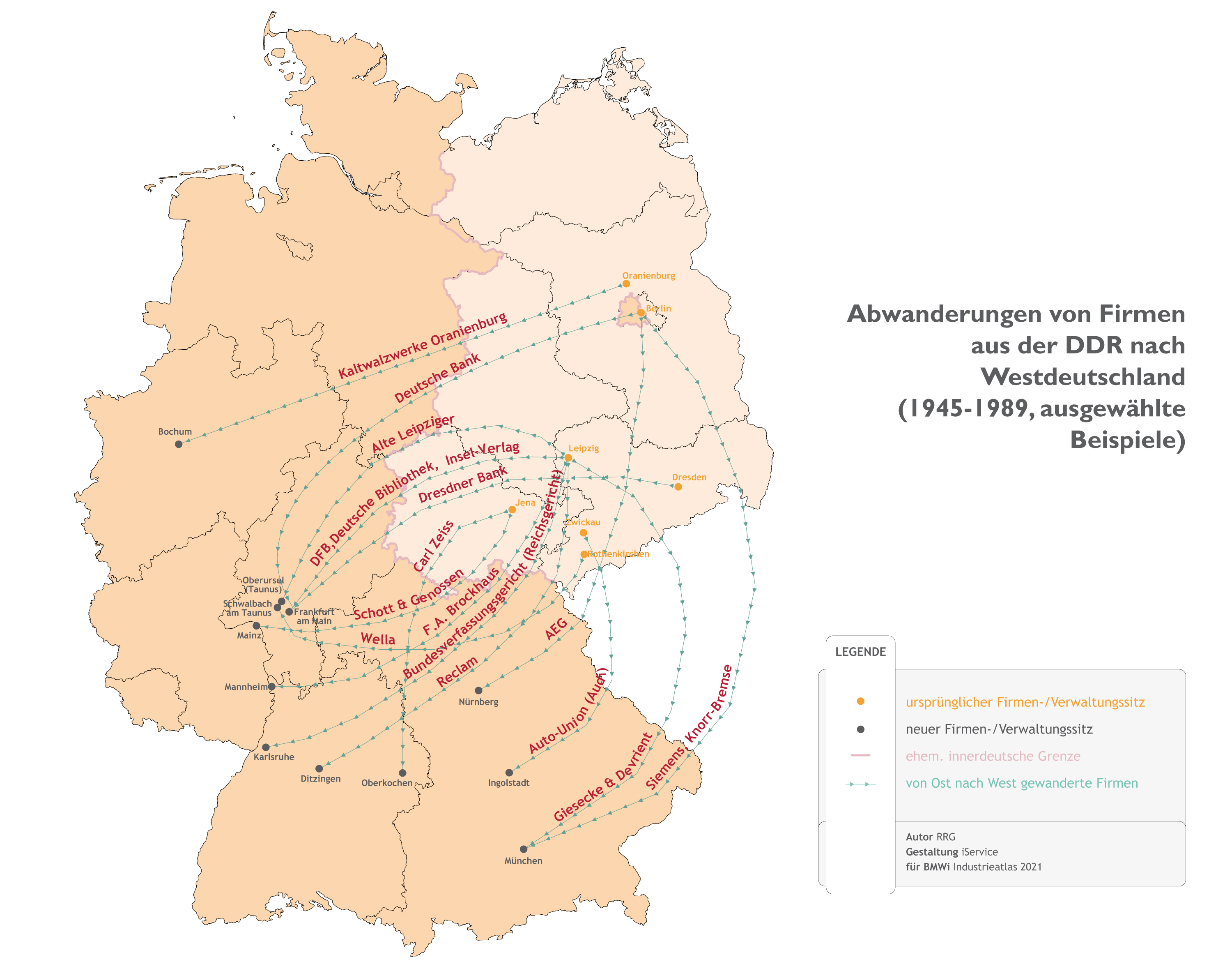 Abwanderungen der Firmen aus der DDR nach Westdeutschland (1945-1989, ausgewählte Beispiele)