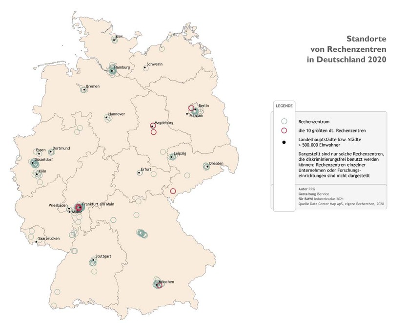 Standorte von Rechenzentren in Deutschland 2020